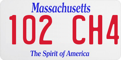 MA license plate 102CH4