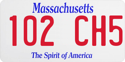 MA license plate 102CH5