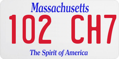 MA license plate 102CH7