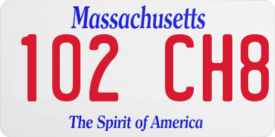 MA license plate 102CH8