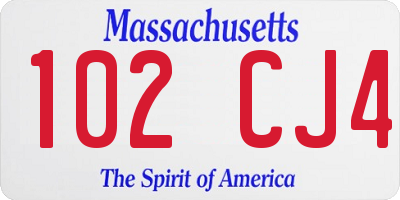 MA license plate 102CJ4