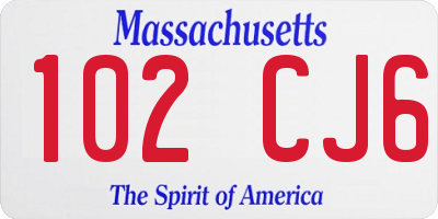 MA license plate 102CJ6