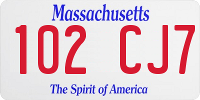 MA license plate 102CJ7