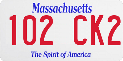 MA license plate 102CK2