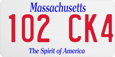 MA license plate 102CK4