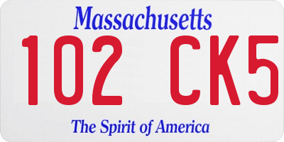 MA license plate 102CK5