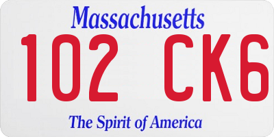 MA license plate 102CK6