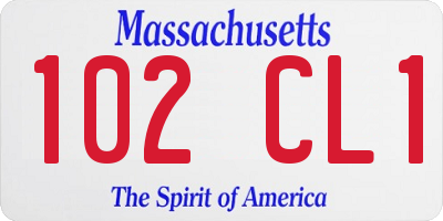 MA license plate 102CL1