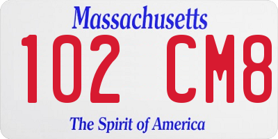 MA license plate 102CM8