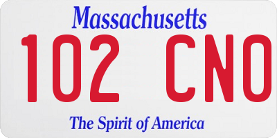 MA license plate 102CN0