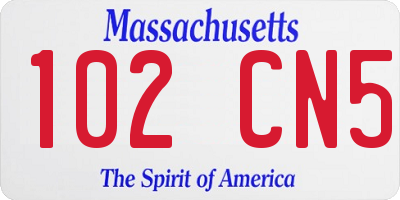 MA license plate 102CN5