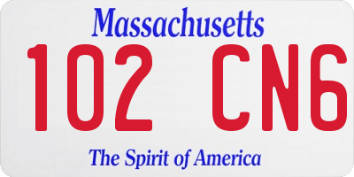 MA license plate 102CN6