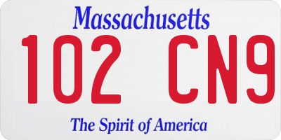 MA license plate 102CN9