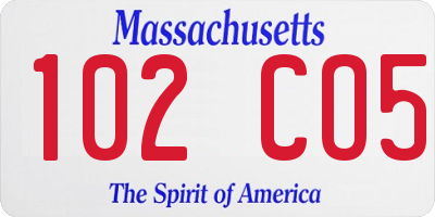 MA license plate 102CO5