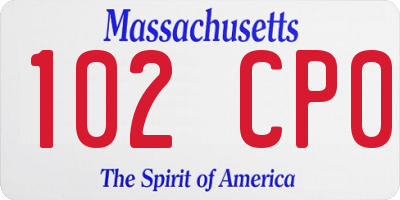 MA license plate 102CP0