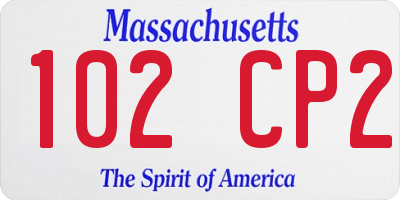 MA license plate 102CP2