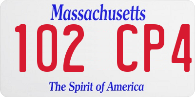 MA license plate 102CP4