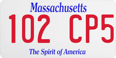 MA license plate 102CP5