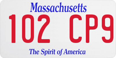 MA license plate 102CP9