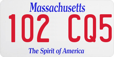 MA license plate 102CQ5