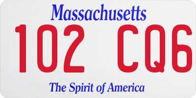 MA license plate 102CQ6