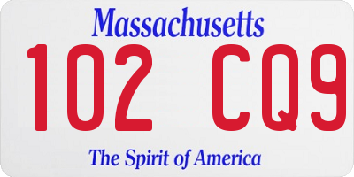 MA license plate 102CQ9