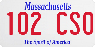 MA license plate 102CS0