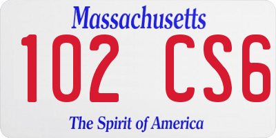 MA license plate 102CS6