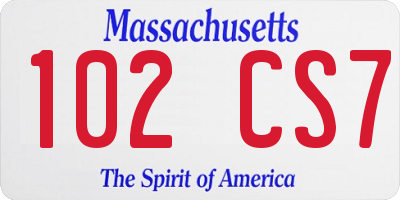 MA license plate 102CS7