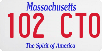 MA license plate 102CT0