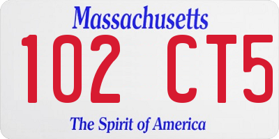 MA license plate 102CT5