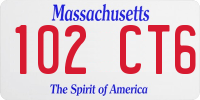 MA license plate 102CT6