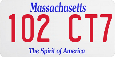 MA license plate 102CT7