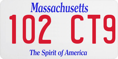 MA license plate 102CT9