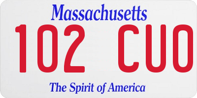 MA license plate 102CU0