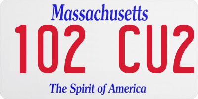 MA license plate 102CU2