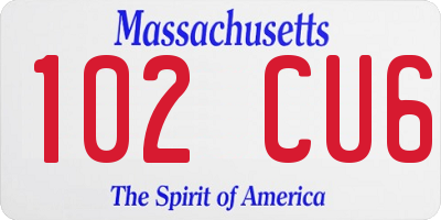 MA license plate 102CU6