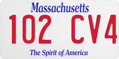 MA license plate 102CV4