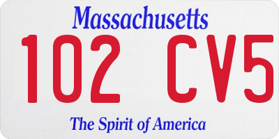 MA license plate 102CV5