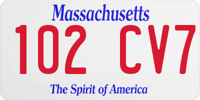 MA license plate 102CV7