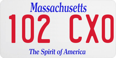 MA license plate 102CX0