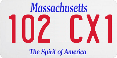 MA license plate 102CX1