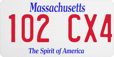 MA license plate 102CX4