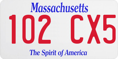 MA license plate 102CX5