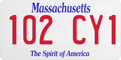 MA license plate 102CY1