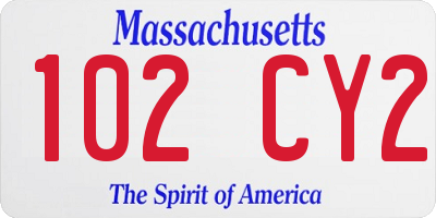 MA license plate 102CY2