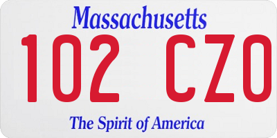 MA license plate 102CZ0