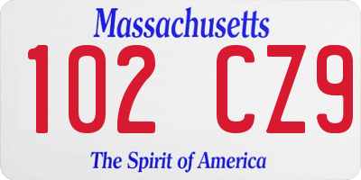 MA license plate 102CZ9