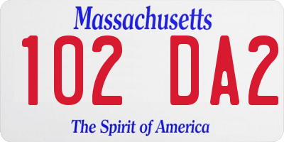 MA license plate 102DA2