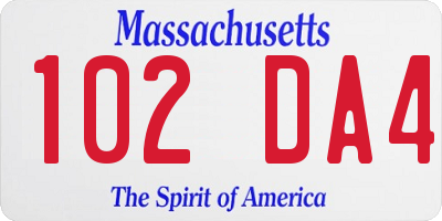 MA license plate 102DA4